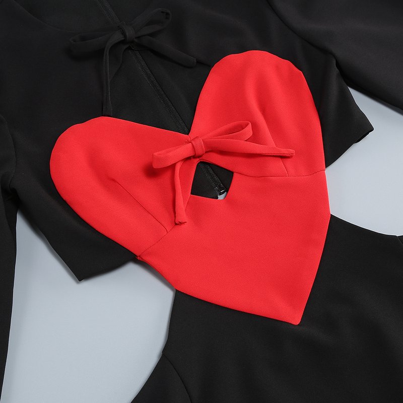 Heart Cutout Black Mini Dress H6337