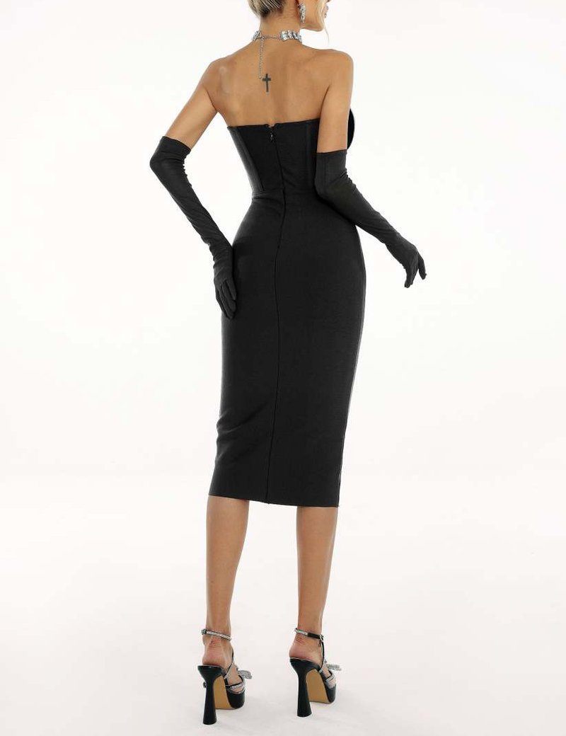 Heart Embellished Strapless Bandage Dress H6275