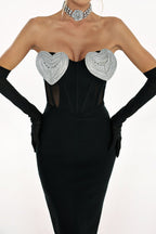 Heart Embellished Strapless Bandage Dress H6275