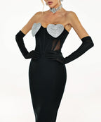 Heart Embellished Strapless Bandage Dress H6275
