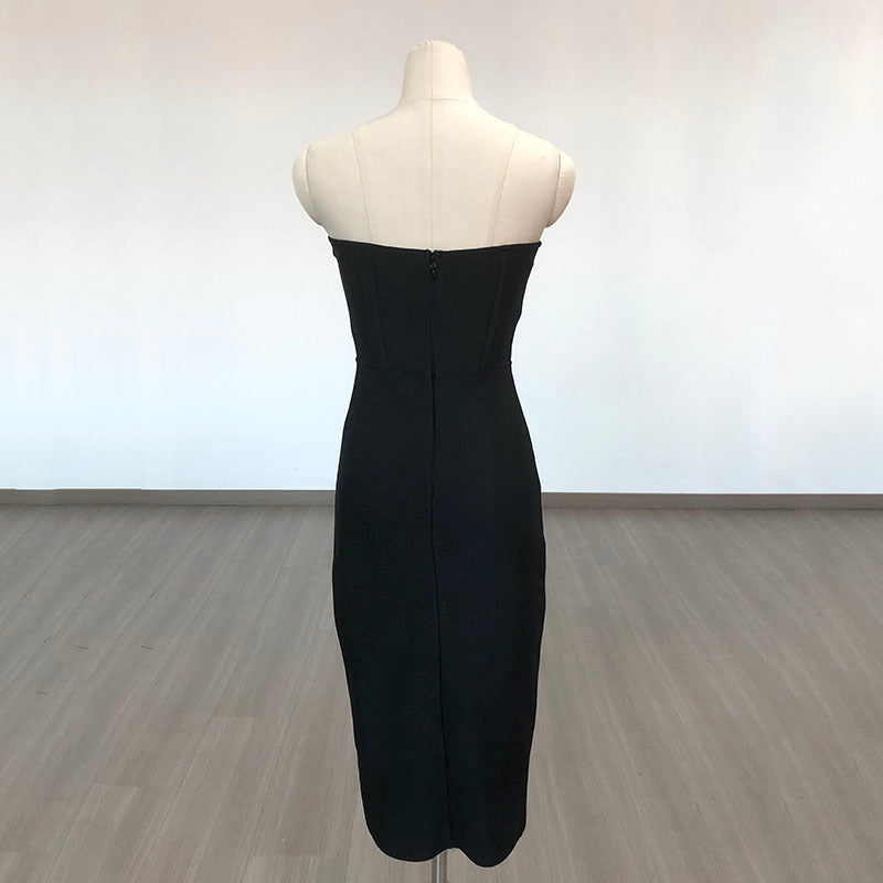 Heart Embellished Strapless Bandage Dress H6275