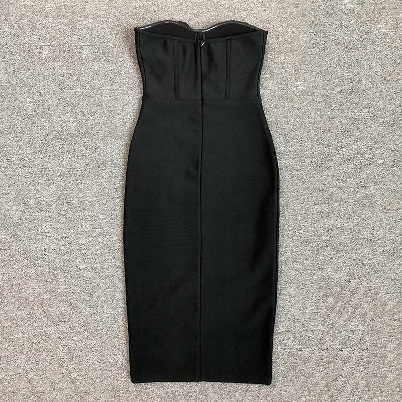 Heart Embellished Strapless Bandage Dress H6275