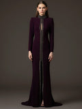 High Neck Beaded Plum Maxi Dress H6737