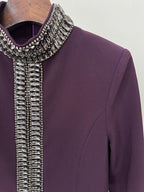High Neck Beaded Plum Maxi Dress H6737