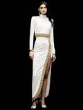 High Neck Beaded Slit Maxi Dress H7004