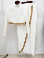 High Neck Beaded Slit Maxi Dress H7004