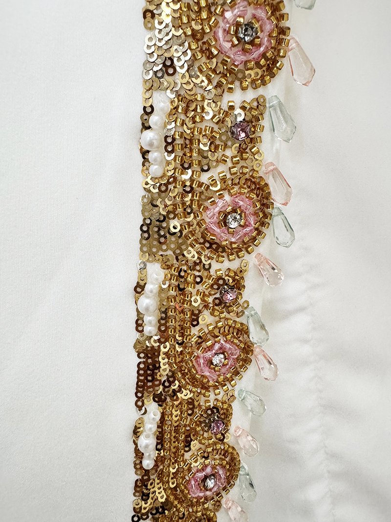High Neck Beaded Slit Maxi Dress H7004
