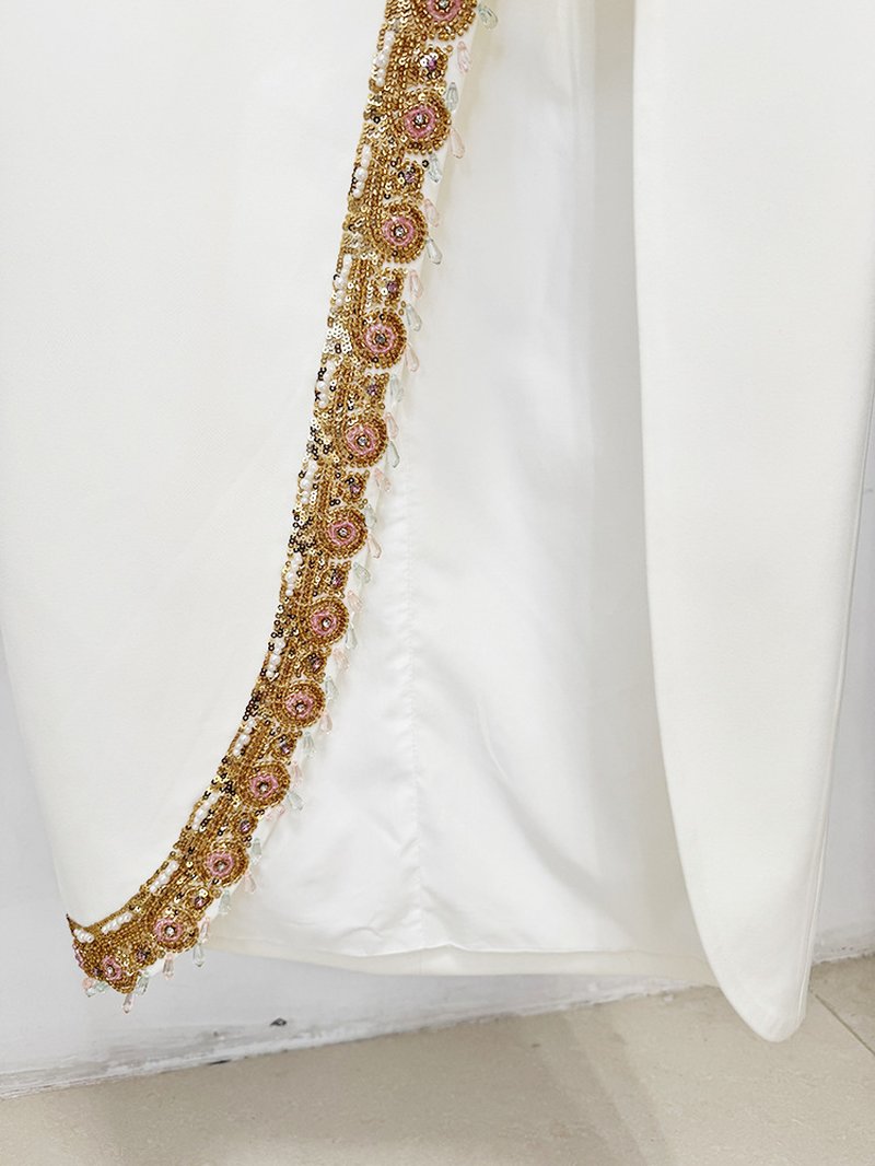 High Neck Beaded Slit Maxi Dress H7004