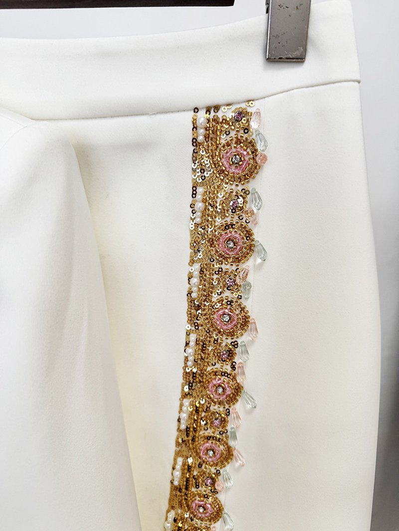 High Neck Beaded Slit Maxi Dress H7004