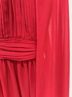 High Neck Cape Red Maxi Dress H6774
