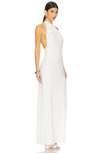 High Neck Draped Slit Maxi Dress H7014