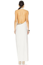 High Neck Draped Slit Maxi Dress H7014