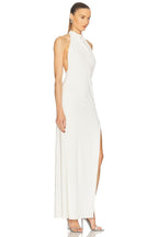 High Neck Draped Slit Maxi Dress H7014