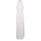 High Neck Draped Slit Maxi Dress H7014