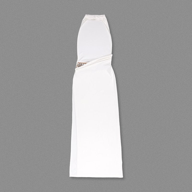 High Neck Draped Slit Maxi Dress H7014