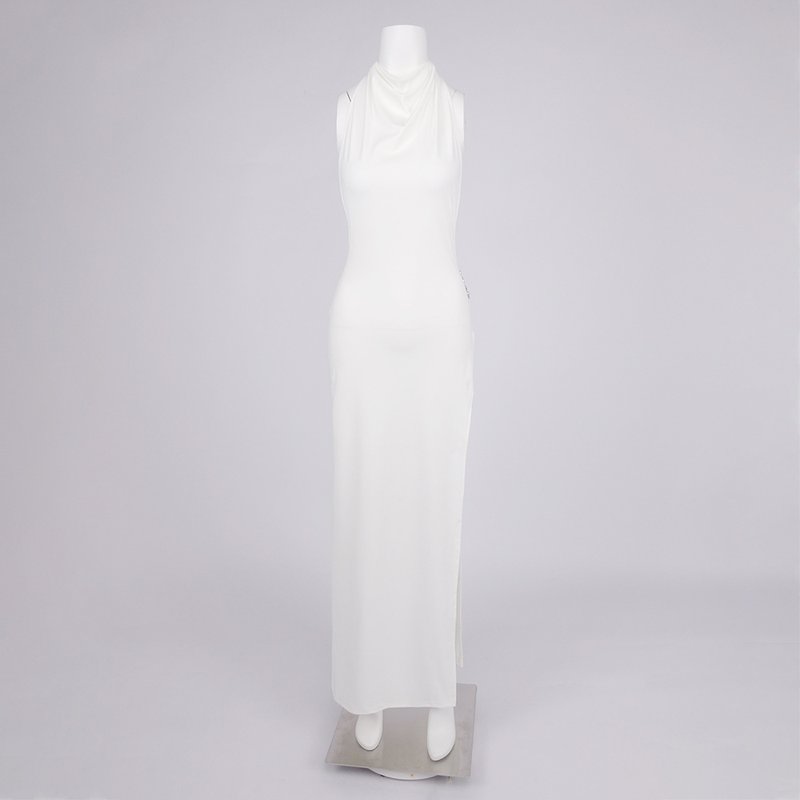 High Neck Draped Slit Maxi Dress H7014