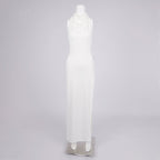 High Neck Draped Slit Maxi Dress H7014