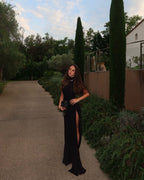 High Neck Draped White Maxi Dress H6878