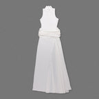 High Neck Draped White Maxi Dress H6878
