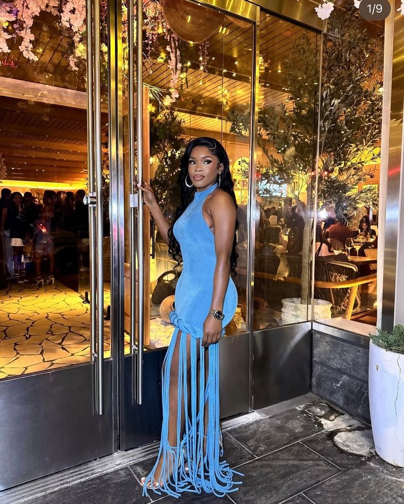 High Neck Fringe Maxi Dress H7057