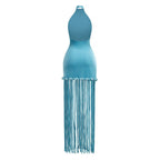 High Neck Fringe Maxi Dress H7057