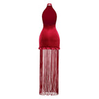 High Neck Fringe Maxi Dress H7057