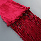 High Neck Fringe Maxi Dress H7057