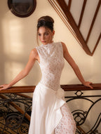 High Neck Lace Sheath Wedding Dress H7034