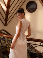 High Neck Lace Sheath Wedding Dress H7034