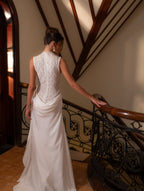 High Neck Lace Sheath Wedding Dress H7034