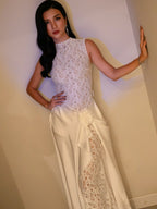 High Neck Lace Sheath Wedding Dress H7034