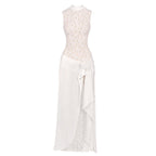 High Neck Lace Sheath Wedding Dress H7034