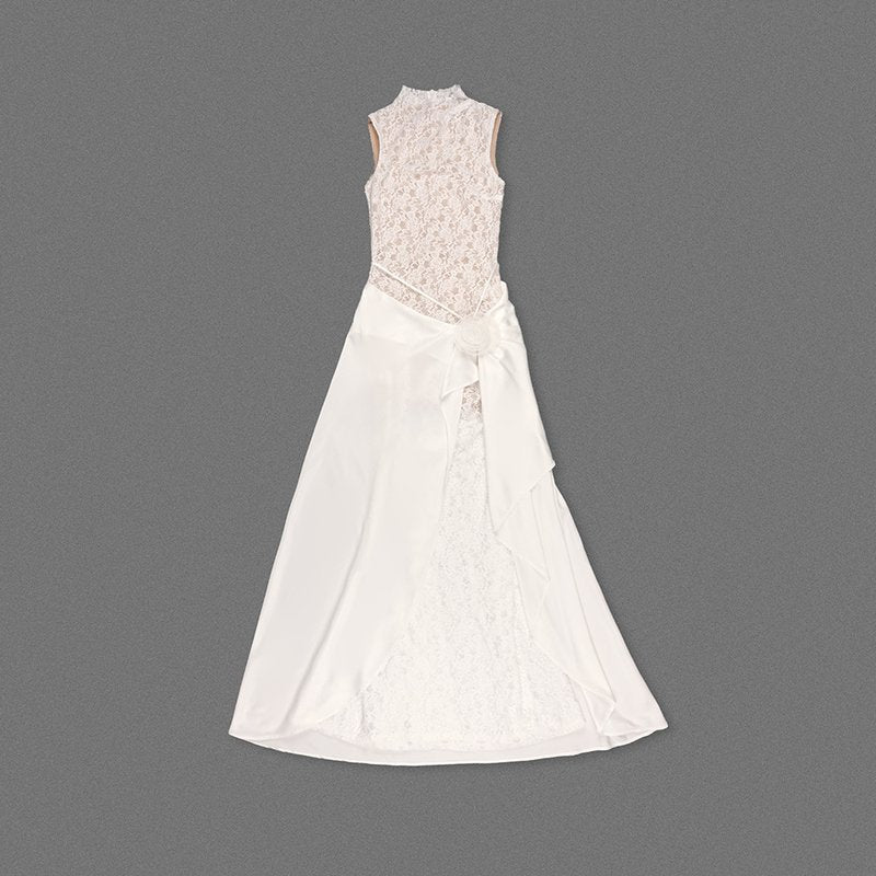 High Neck Lace Sheath Wedding Dress H7034