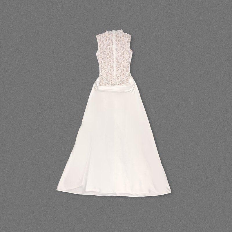 High Neck Lace Sheath Wedding Dress H7034