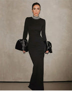 High Neck Long Sleeve Maxi Dress H6195