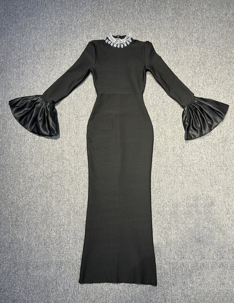 High Neck Long Sleeve Maxi Dress H6195