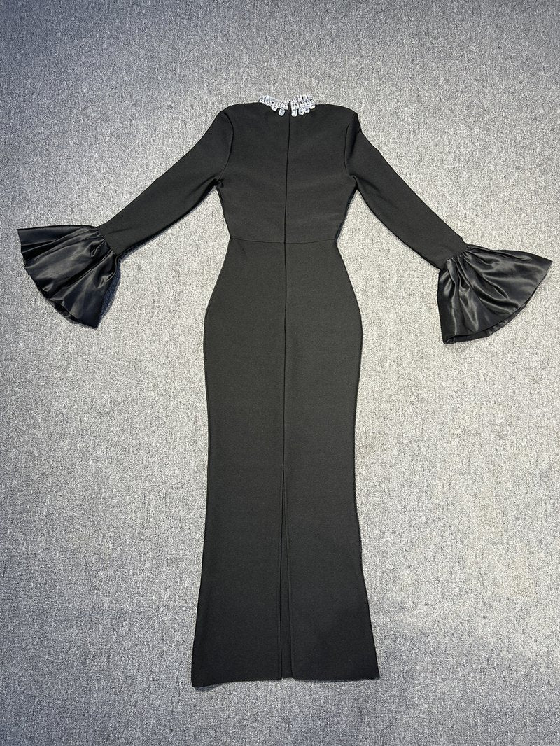 High Neck Long Sleeve Maxi Dress H6195