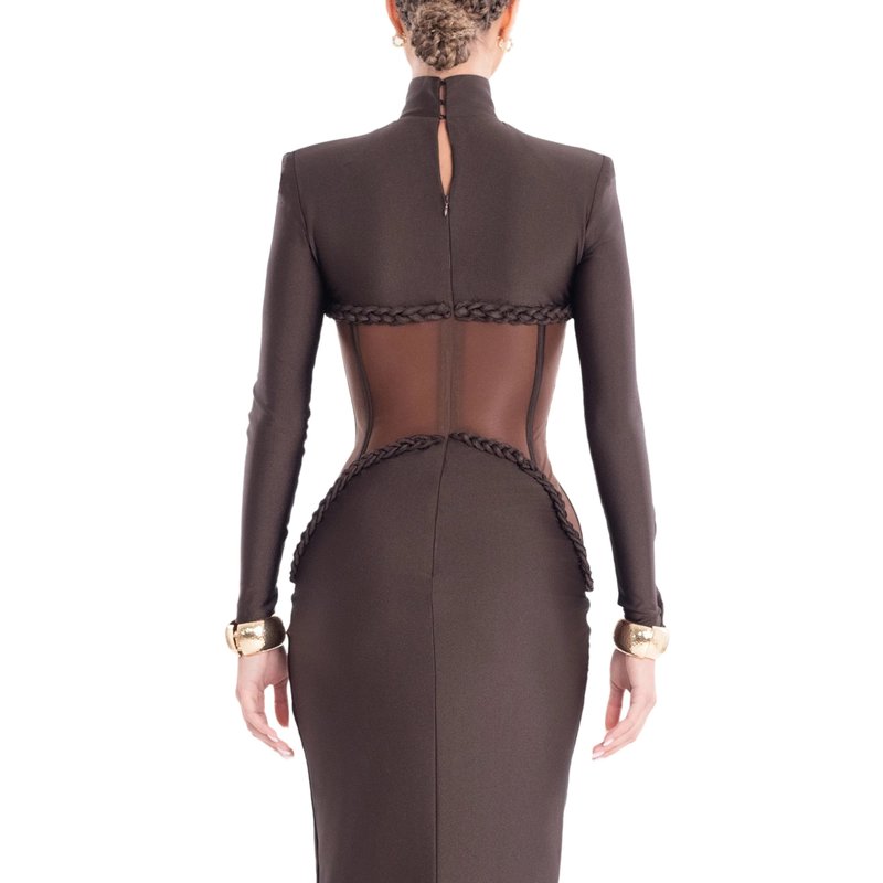 High Neck Mesh Corset Maxi Dress H6882
