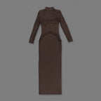 High Neck Mesh Corset Maxi Dress H6882