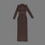 High Neck Mesh Corset Maxi Dress H6882