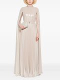 High Neck Pleated Cape Gown H7052