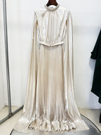 High Neck Pleated Cape Gown H7052
