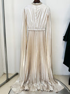 High Neck Pleated Cape Gown H7052