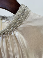 High Neck Pleated Cape Gown H7052