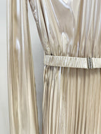 High Neck Pleated Cape Gown H7052