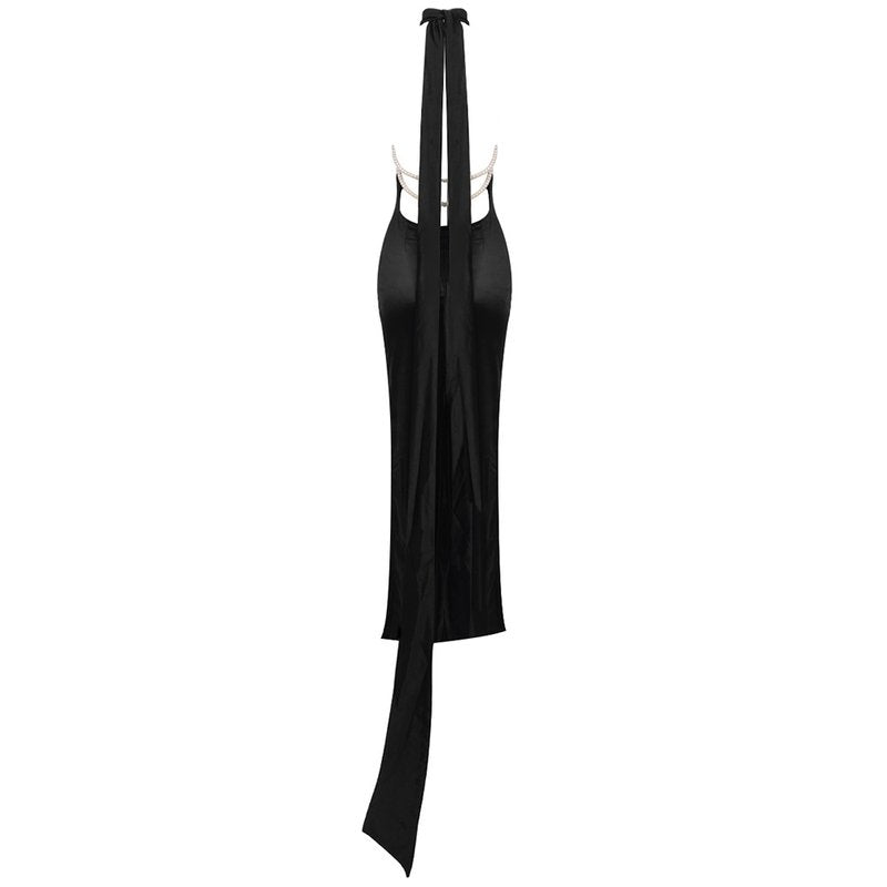 High Neck Satin Maxi Dress H6428