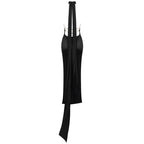High Neck Satin Maxi Dress H6428