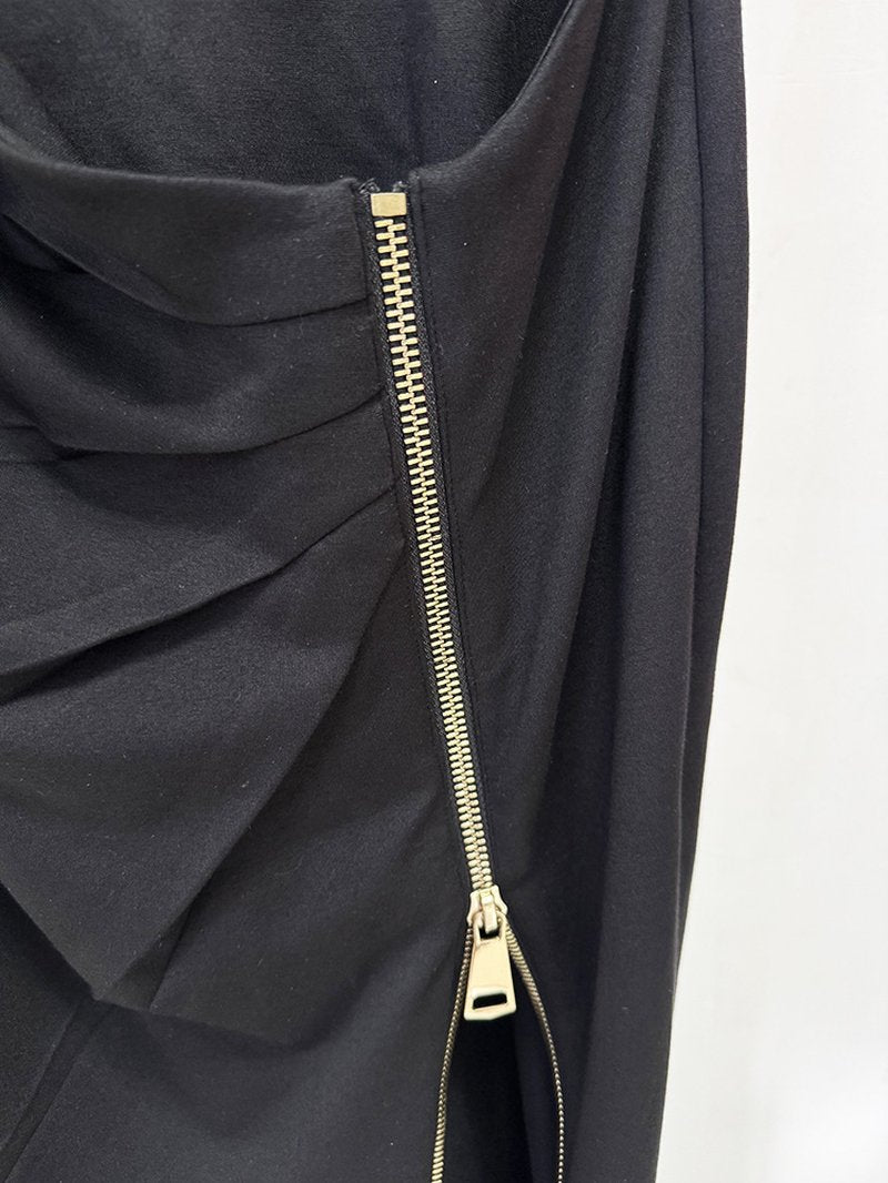 High Neck Sleeveless Zip Front Maxi Dress H7048