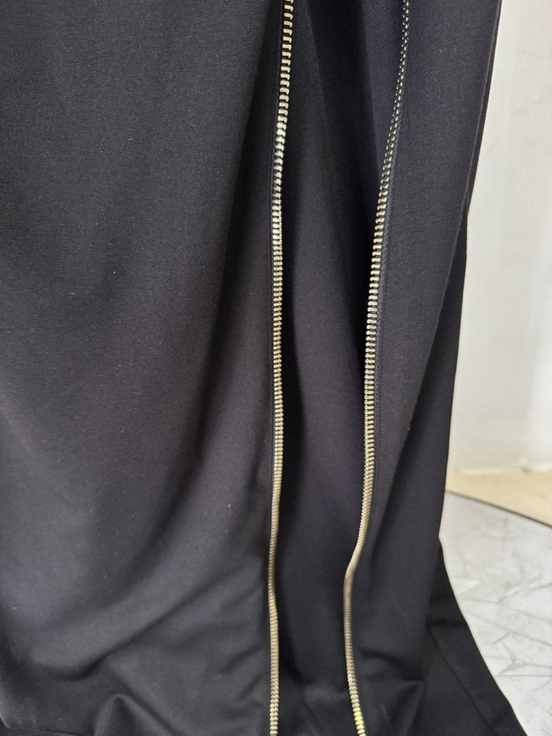 High Neck Sleeveless Zip Front Maxi Dress H7048