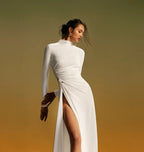 High Neck Slit Maxi Dress H7006